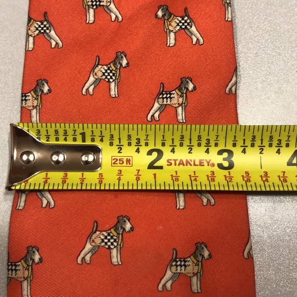 BURBERRY Tie/ Dogs/Orange - Picture 5 of 9